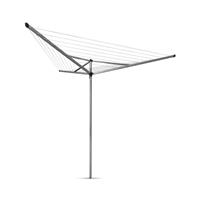Brabantia - Lift-O-Matic - 50M of Clothes Line - Adjustable in Height - UV-Resistant & Non-Slip Lining - Umbrella System - with Ground Spike 45 mm & Cover - Metallic Grey