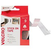 VELCRO Brand Stick On Tape , Cut-to-Length Strong Hook Loop Self Adhesive Sticky Tape Perfect for Room Dcor Home, Office, Garage Use . White , 20mm x 2.5m