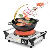 Duronic Hot Plate Steel Electric Single Hob with Handles, Table-Top Cooking 1500W 1 Cast Iron Portable Hob Ring, Cooking Boiling Frying Simmering