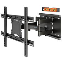 BONTEC TV Wall Bracket for 37-80 inch LED LCD Flat & Curved Screen, Swivel Tilt TV Wall Mount Full Motion, Heavy Duty Strong Solid Dual Arms up to 65KG, Max VESA 600x400mm, with HDMI Cable