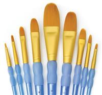 Royal and Langnickel Crafter's Choice Filbert and Wash Taklon Variety Brush Set - Gold (Pack of 9)