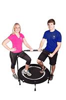 British Brand MaXimus PRO Folding Rebounder Fitness Trampoline | Voted #1 Indoor Mini Exercise Trampoline For Adults With Handlebar | Storage Bag, Resistance Bands, Free Awesome ONLINE & DVD Workouts!