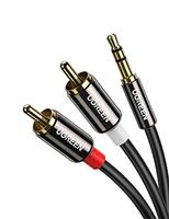 UGREEN RCA to 3.5mm Cable Phono Mini Jack Stereo Lead Gold-plated Red and White Aux Headphone Cord RCA Audio Y Splitter Compatible with Hi-Fi Amplifier Speaker DJ Controller Turntable TV Car Phone
