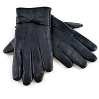Ladies Womens Soft Fleece Lined Coloured Genuine Leather Bow