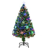 HOMCOM Green Fibre Optic Artificial Christmas Tree Xmas Colourful LED Scattered Tree with Snowflakes Ornaments Fireproofing