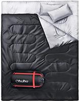 Ohuhu Double Sleeping Bag with 2 Pillows, Waterproof Lightweight 2 Person Adults Sleeping Bag for Camping, Backpacking, Hiking, Bonus Carrying Bag