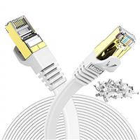 Veetop Flat Ethernet Cables 15m/49ft Cat7 High Speed 10Gbps RJ45 Cat 7 Networking Ethernet Cable with STP Copper Wires Shielded & Gold Plated Connector for Computer Laptop Router Patch Modem