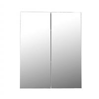 Homcom Wall Mount Mirror Cabinet Wood Bathroom Storage Shelf Double Door Cupboard Adjustable (60Wx15Dx75H (cm))
