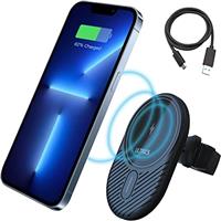 ULTRICS Magnetic Wireless Car Charger, 15W Fast Charging Mag-safe In Car Wireless Charger Phone Holder Mount Compatible with iPhone 15/15 Pro/16 Pro Max/16/16 Pro/14 Pro Max/14/13 Pro/13 Pro Max