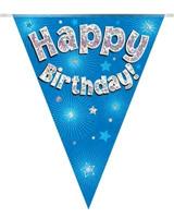 Party Bunting Happy Birthday Blue Holographic 11 flags 3.9m