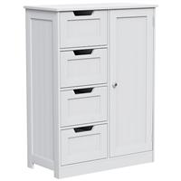 Bath Vida Bathroom Cabinet 4 Drawer Floor Storage Cupboard Wooden Storage Unit With 1 Door, Height Adjustable Shelf