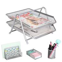 Exerz Mesh Desk Organizer Office Supplies 3 Trays/Desktop Fi
