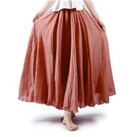 Phorecys Women's Bohemian Elastic Waist Band Long Maxi A-Line Cotton Casual Boho Skirt