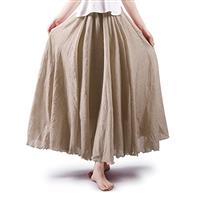 Phorecys Women's Bohemian Elastic Waist Band Long Maxi A-Line Cotton Casual Boho Skirt