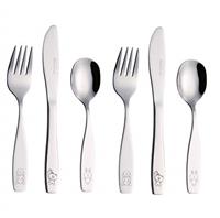 Exzact Children's Cutlery Stainless Steel 6pcs Set/Kids Cutlery/Toddler Utensils/Flatware - 2 x Forks, 2 x Safe Dinner Knives, 2 x Dinner Spoons