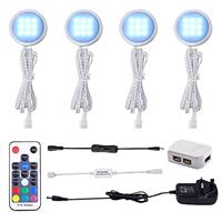 AIBOO RGB Colour Changing LED Under Cabinet Lighting kit,Ultra Slim LED Puck Lights,Counter Wardrobe Cupboard Lights for Christmas Xmas Ambiance Decoration