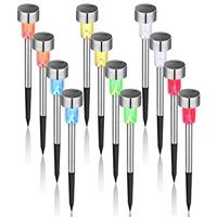 GIGALUMI Solar Lights Outdoor Garden Waterproof,12 Pack,Stainless Steel LED Solar Garden Lights for Patio, Lawn, Yard and Landscape Decor, Warm White