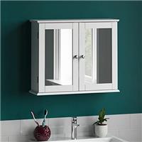Bath Vida Priano Double Door Mirrored Bathroom Cabinet Storage Cupboard Wall Mounted, Grey