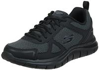 Skechers Men's Track Bucolo Oxford, Black Leather Mesh Trim,