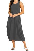Re Tech UK - Womens Sleeveless Baggy Loose Racer Dress - Lagenlook Tulip Round Neck - Maxi Dresses for Women UK, Ladies Summer Dresses, Beach Holiday Clothes, Plus Size Dress for Women