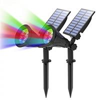 T-SUN 2 Pack LED Solar Spotlights, Super Bright 250LM Outdoor Security Garden Landscape Lamps, Violet, Auto-on at Night/Auto-Off by Day,180Angle Adjustable for Patio,Tree,Deck,Wall, Pool Area