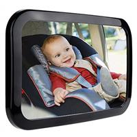 Zacro LED Baby Car Mirror - 3 Brightness Baby Rear View Car Mirror for Backseat with Remote Control - 360 Rotatable Rear Facing Baby Mirror with Dual Strap and Buckles, Shatterproof, Convex Mirror