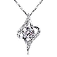 B.Catcher Women Necklace 925 Sterling Silver Necklace Cubic Zirconia Pendant, 18"