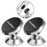 ivoler Car Phone Holder, [Pack of 2] Universal 360 Rotation, Magnetic Portable Adhesive Magnet for Smartphone, Compatible with Phones or GPS Devices - Black