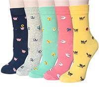 5 Pairs Womens Cute Dog Patterned Animal Socks Colorful Funny Casual Cotton Novelty Crew Socks Christmas,One Size