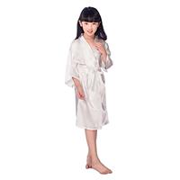 CuteOn Kids Girls Satin Silk Kimono Robe Dressing Gown Bathrobe Nightwear for Spa Wedding Birthday Party Dress