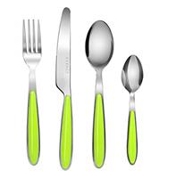 EXZACT Cutlery Set of 24, Stainless Steel with Color Handles