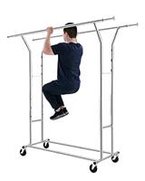 HOKEEPER Clothing Garment Rack with Shelves Capacity 450 lbs Clothing Racks on Wheels Rolling Clothes Rack for Hanging Clothes Heavy Duty Portable Collapsible Commercial Garment Rack Chrome