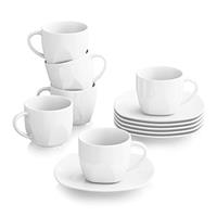 MALACASA 6-Piece Porcelain Bowls Set - 560ML 6.6" White Ceramic Bowls for Cereal, Salad, Soup, Noodle, Dessert, Rice & Breakfast, Chip Resistant, Lead Free, Microwave & Dishwasher Safe