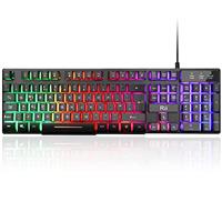 Rii Gaming Keyboard, RK100 Plus Rainbow LED Backlit Keyboard Mechanical Feeling,USB Wired Keyboard for Working Gaming (UK Layout)