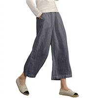 ECUPPER Womens Plus Size Capri Pants Elastic Waist Cotton Relaxed Loose Casual Cropped Trousers