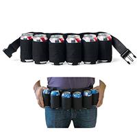 MUCHER Beer Belt Beer Belt Holder Portable Beer Can Belt Holster Beer Waist Bag for 6 Drinks Soda Can Bottles for Party Outdoor Mountaineering Camping Hiking