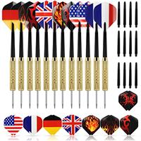 GWHOLE 12 Pcs Tip Darts with National Flag Flights, Extra 16 Flights and 12 Shafts Included