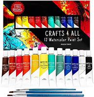 Crafts 4 All Watercolour Paint Set - Premium Quality Watercolours for Kids, Artists, Students, and Beginners Vibrant Paints w/ 3 Bonus Water Colour Paintbrushes