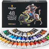 Castle Art Supplies 48 x 22ml Acrylic Paint Set | New Improved Formula | All-inclusive Set for Beginners, Adult Artists | Premium Quality Intense Colours | Smooth to Use