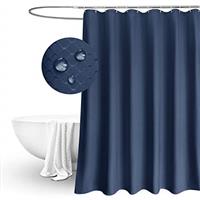 EurCross Grey Shower Curtain, Waffle Weave Heavy Weighted Water-repellent Luxury Fabric Shower Curtain for Bathroom Wet Room with Hooks