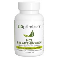 BiOptimizers HCL Breakthrough | Betaine Hydrochloride Enzymes Supplement | Assists with Protein Breakdown & Absorption | Helps Gas and Heartburn Relief | 90 Pepsin-Free Capsules