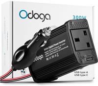 Odoga 300W Car Power Inverter 12V to 240V / 230V Converter With Dual USB 4.8A Charging Ports - Charge Your Laptop, iPad, iPhone, Tablet, Consoles & More - Durable and Powerful - Red Aluminum Body