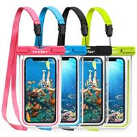 ivoler 4-Pack Waterproof Phone Pouches, IPX8 Universal Fluorescent Design Underwater Dry Bags for Swimming Compatible with iPhone 16/15/14/13/12 Pro Max, Samsung, Huawei (Up to 7")