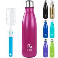 BOGI Insulated Water Bottles,500ml/750ml Water Bottle Metal Water Bottles, Stainless Steel Water Bottle Keep Hot and Cold Water Bottle Bike Gym Sports Water Bottle for Girls Kids with Cleaning Brush