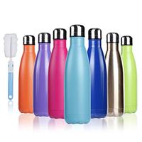 BOGI Insulated Water Bottles,500ml/750ml Water Bottle Metal Water Bottles, Stainless Steel Water Bottle Keep Hot and Cold Water Bottle Bike Gym Sports Water Bottle for Girls Kids with Cleaning Brush
