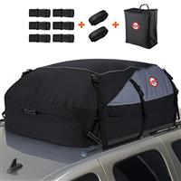 Sailnovo Roof Box Soft-Shell Carrier - 15Cubic/430L Waterproof, Anti-Slip Mat, 4 Door Hooks, Car Roof Storage Bag for Vehicle Top, Orange