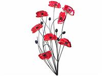 New - Contemporary Metal Wall Art Decor Sculpture - Red Popp