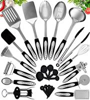Kitchen Utensils Set - Non-Stick Heat Resistant Cooking Utensils Set - Spoons Turners Spatula Ladle Set - Kitchen Tools Gadgets Accessories
