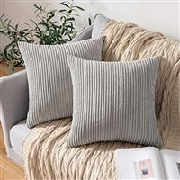 MIULEE Set of 2 Striped Corduroy Square Throw Pillow Case Soft Cushion Cover Sham Home for Sofa Chair Couch/Bedroom Decorative Fluffy Large Pillowcases