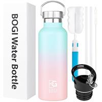 BOGI 600ml/950ml Double Wall Vacuum Insulated Stainless Steel Water Bottle-Scratch Resistance,Dishwasher Safe&Eco-Friendly for Outdoor Sport Camping+Straw Flip Cap,Straw&Cleaning Brush-1Year Warranty
